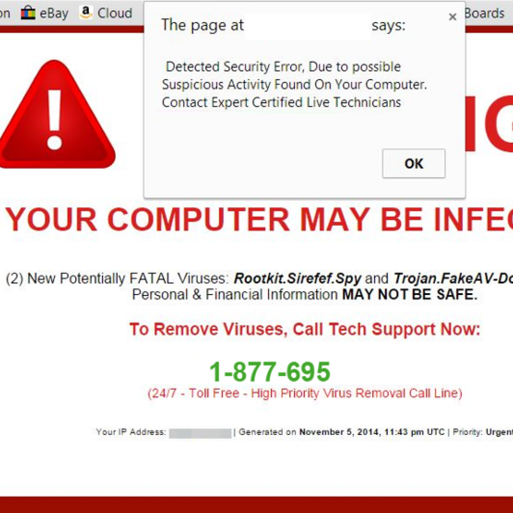 Suspicious activity. Your Computer May be infected. Your Computer has virus. Urgent message.