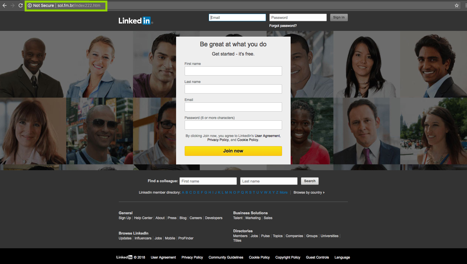 LINKEDIN-фишинг. To distribute Flair marketing.